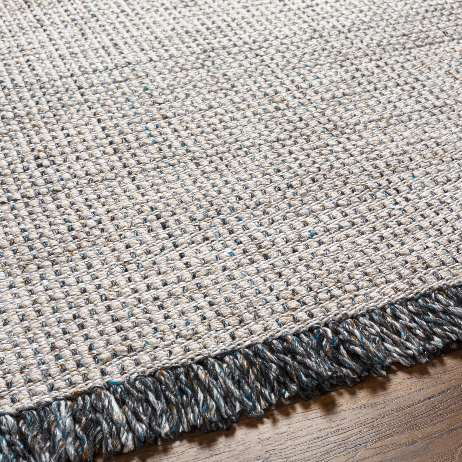 Viewcrest Hand Woven Recycled P.E.T. Indoor / Outdoor Area Rug in Beige/Blue/Gray, Rectangle 2' x 3'