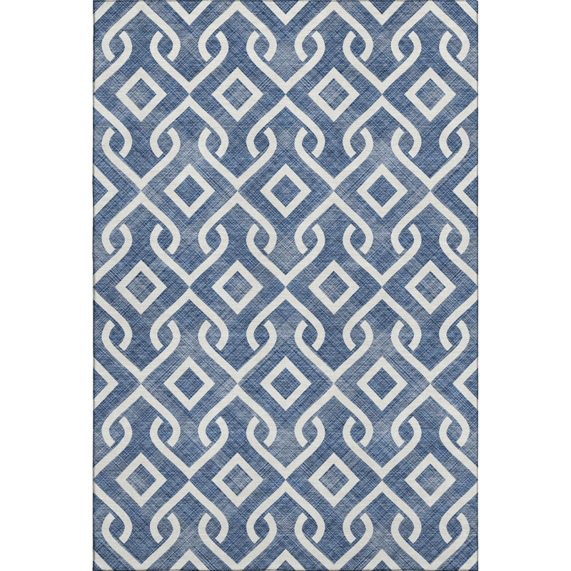 Tapis bleu marine Cerrito lavable à la machine de qualité supérieure, Rectangulaire 8 pi x 10 pi