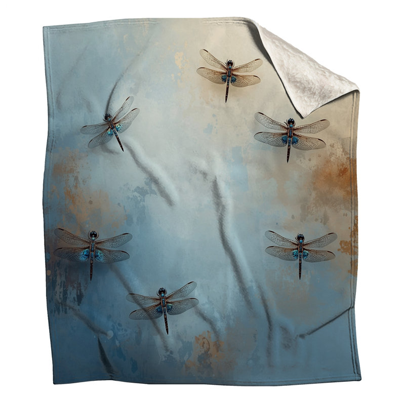 Libellules sur couvertures texturées, L 50 po x H 60 po