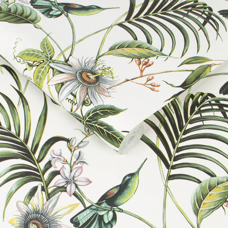 Adilah Floral Vinyl Wallpaper Roll, White