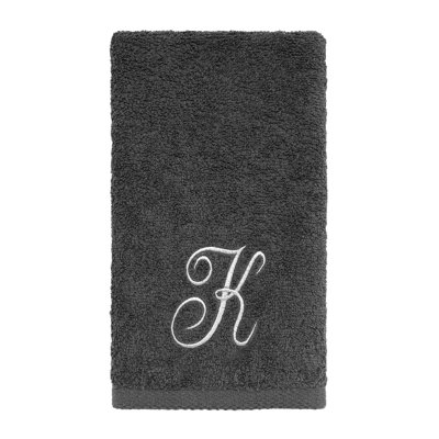 Winston Porter Granite/Silver Script Monogram Fingertip Towel Letter K