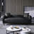 Delana 78.74" Modern Vertical Striped Leather Sofa with 2 Throw Pillows for Living Room, Black-205953870