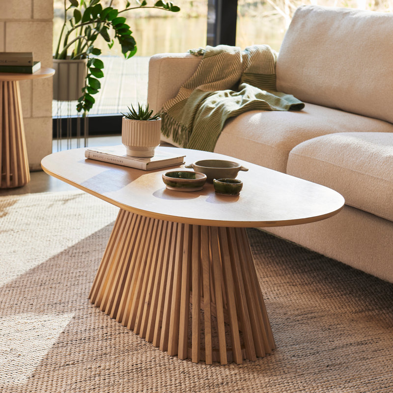Hopley Black Oval Coffee Table, Tan