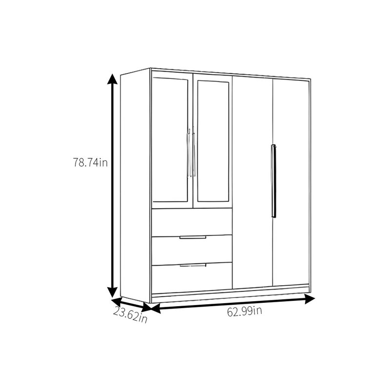 Garde-robe simple et pratique, H 78,74 po x l 62,99 po x P 23,62 po