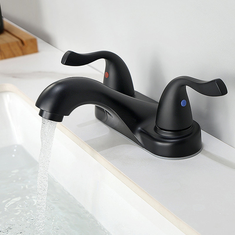 4-Inch Centerset Matte Black Bathroom Sink Faucet, Dual Handle Zinc Alloy Faucet With Ceramic Cartridge, 1.2 GPM, Matte Black