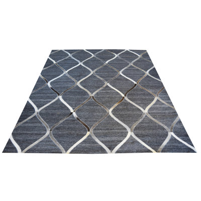 Tapis gris en laine touffeté à la main vache Oldfield