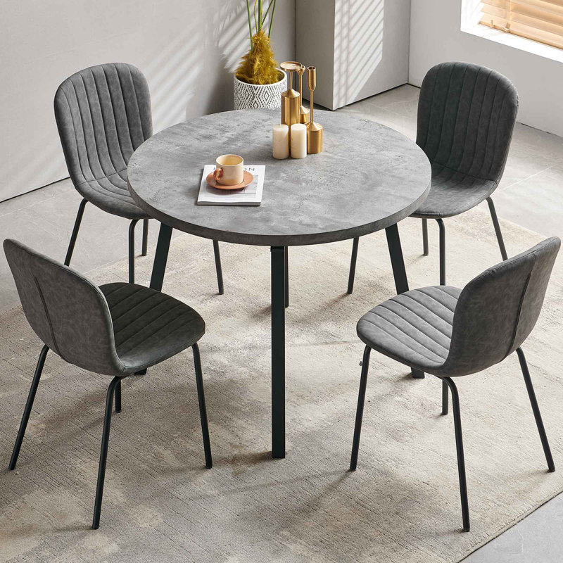 Kysha 4 - Person Four Leg Dining Set, Dark Gray