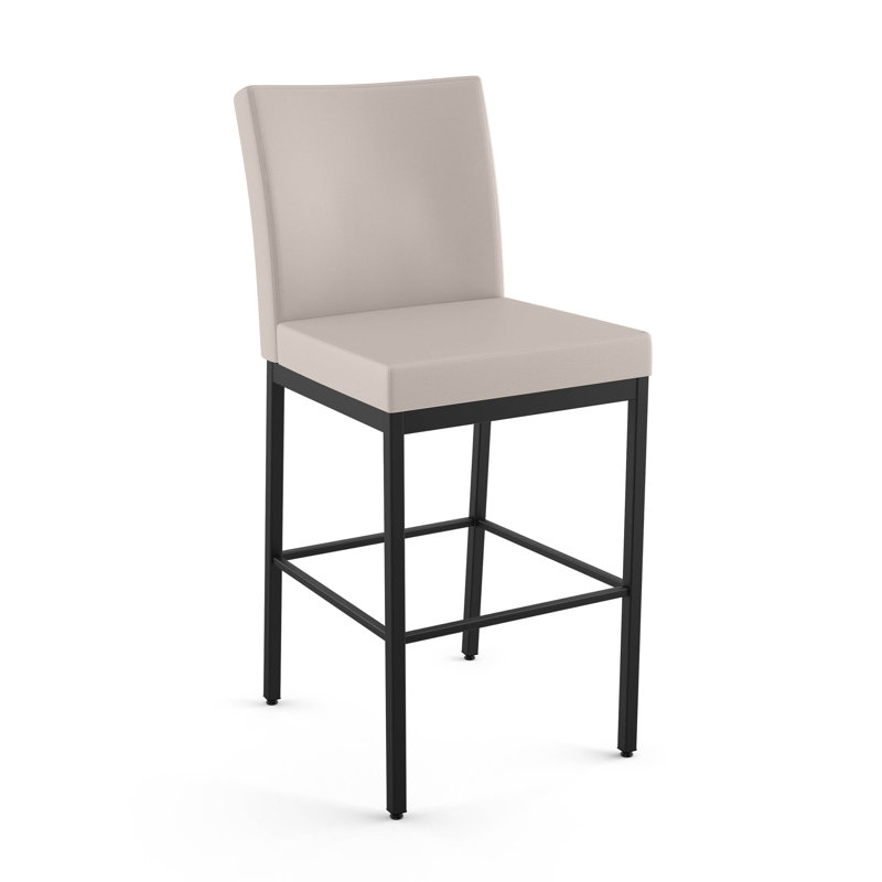 Fellman Upholstered Counter & Bar Stool with Metal Base, Counter Stool (26" Seat Height), Black, Cream