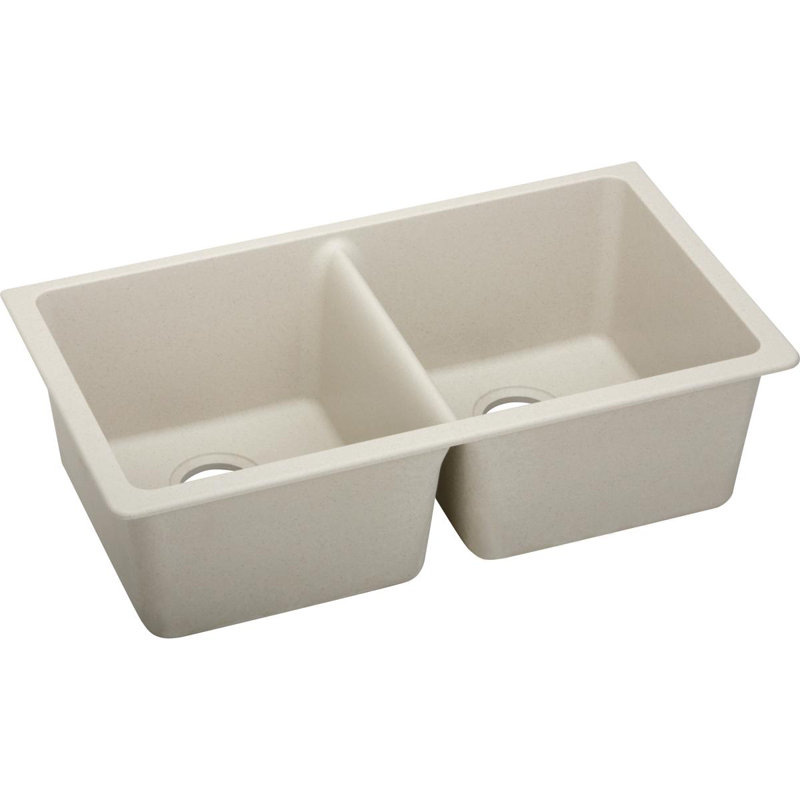 Évier de cuisine à double cuve encastrable l 18,5 po x L 33 po Quartz Classic, Bisque