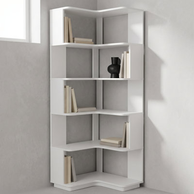 64.96" Mid-Century Modern Bookcase with Metal Frame