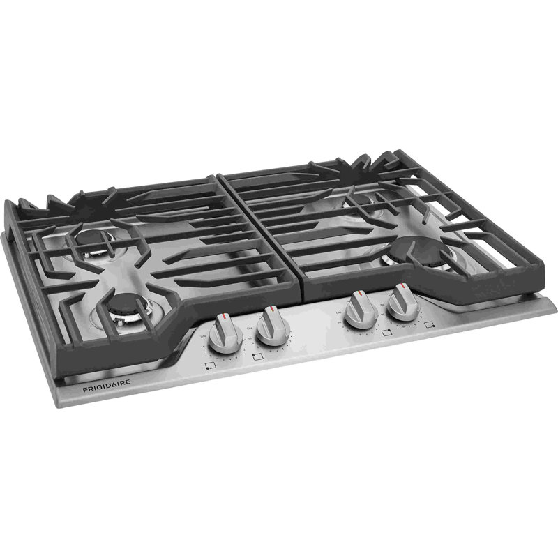 30" Gas Cooktop with 4 Burners, Stainless Steel