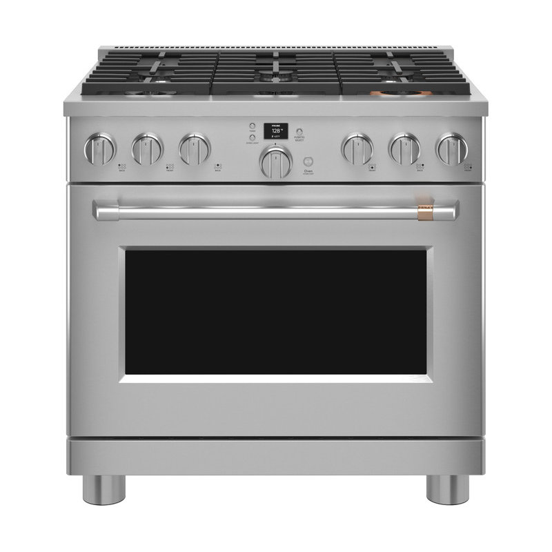 Café 36" Smart Dual-Fuel Commercial-Style Range With 6 Burners (Natural Gas), Brushed Stainless, Stainless Steel