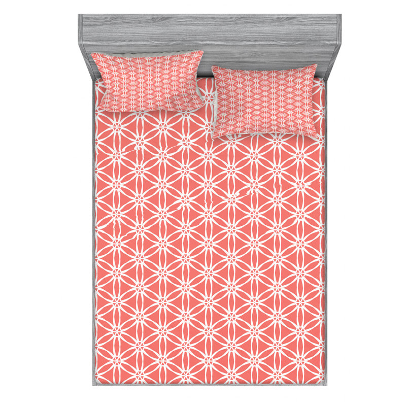 Microfiber Floral Sheet Set, Full Sheet Set with Fitted Sheet