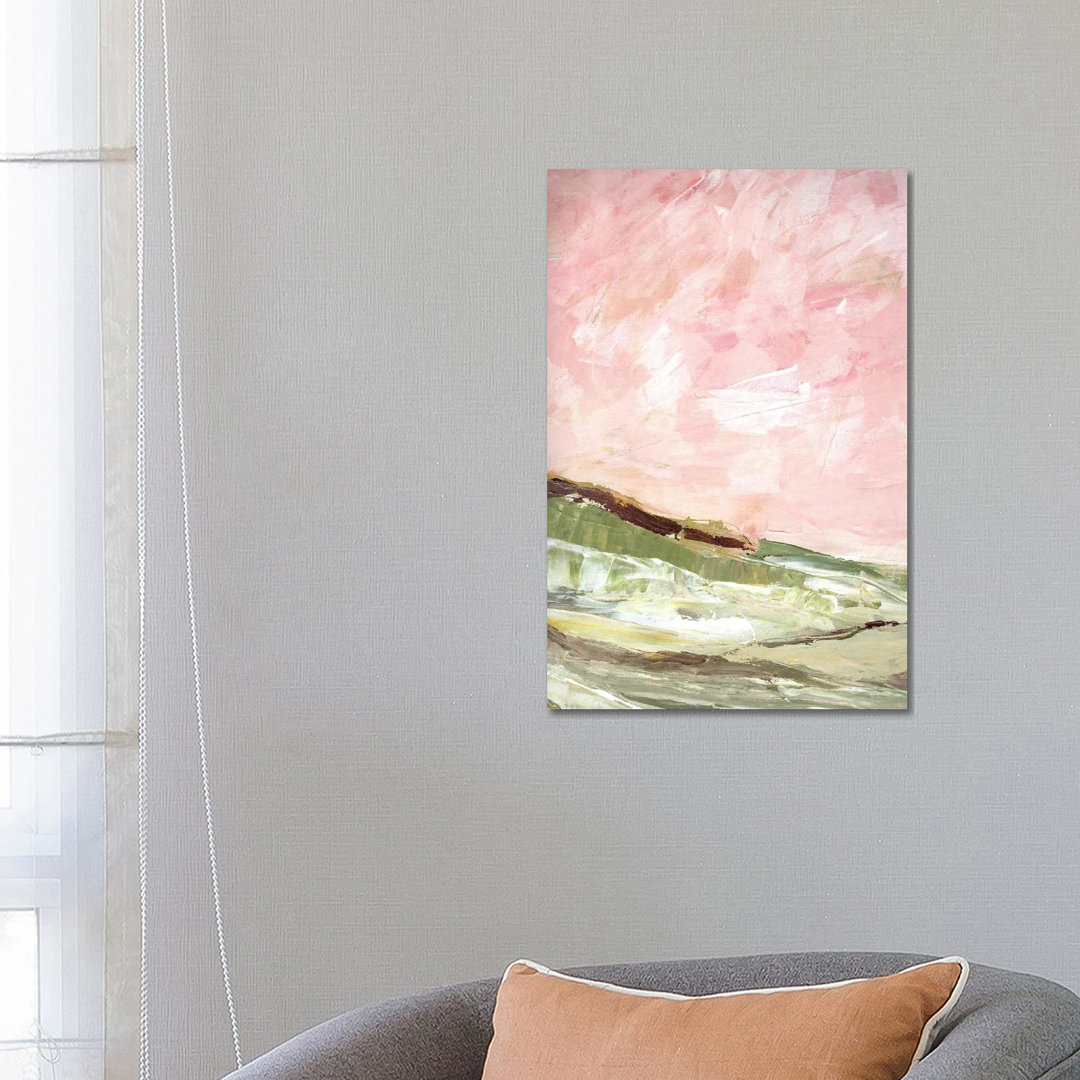 Green & Pink Hills I von Marcy Chapman - Galerie-verpackte Leinwand Giclée auf Leinwand