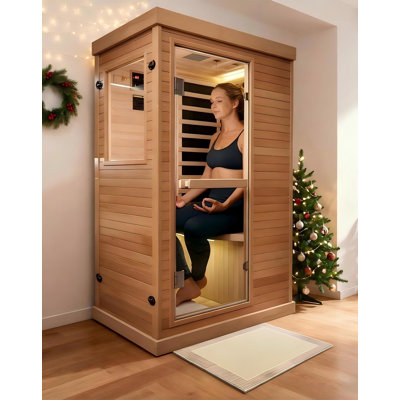 1-Person Infrared Sauna With Chromotherapy & Bluetooth – Low EMF Canadian Hemlock Home Sauna