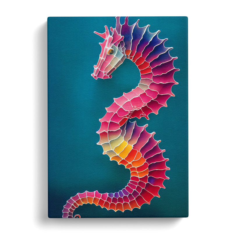 Seahorse In Colour No.2 - Wrapped Canvas Print, 50cm H x 35cm W x 3cm D