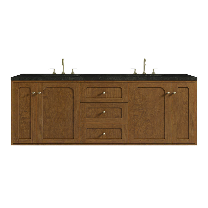 Laurent 72'' W Double Vanity, Honey Brown, Phantome, 8" Widespread