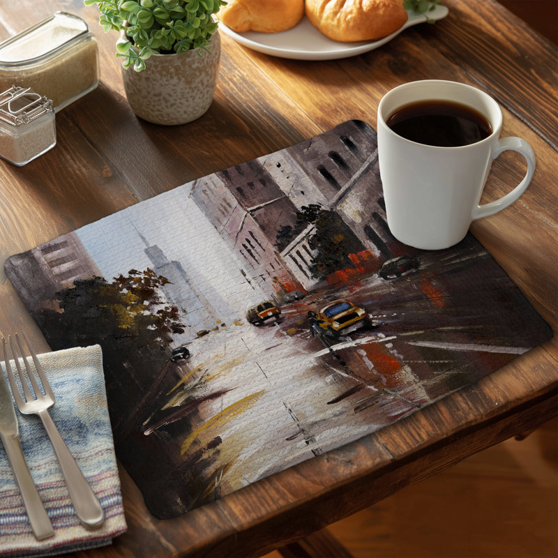 Ensemble de 4 napperons en polyester tressé Morning Street
