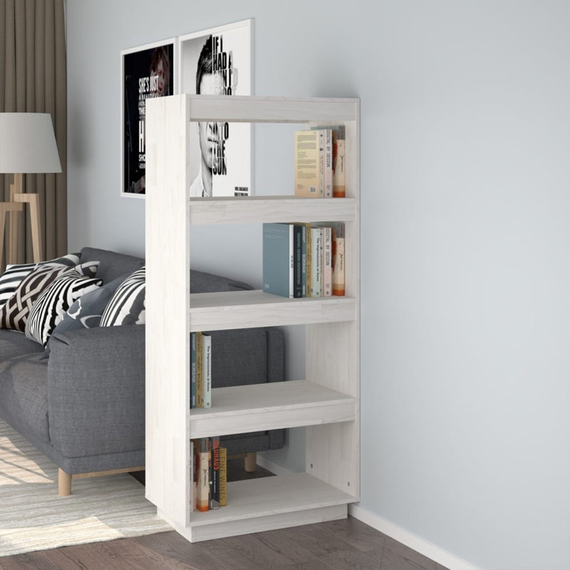Goshgar 135cm H Solid Wood Etagere Bookcase, White, 135cm H x 60cm W x 35cm D