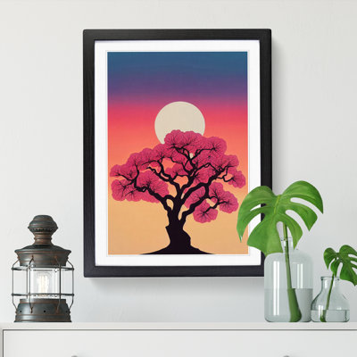 Peach Blossom Tree Silhouette 1 Piece Single Picture Frame Wall Art