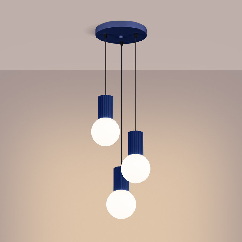 Bernis 3 - Light Brushed Nickel Pendant, Blue