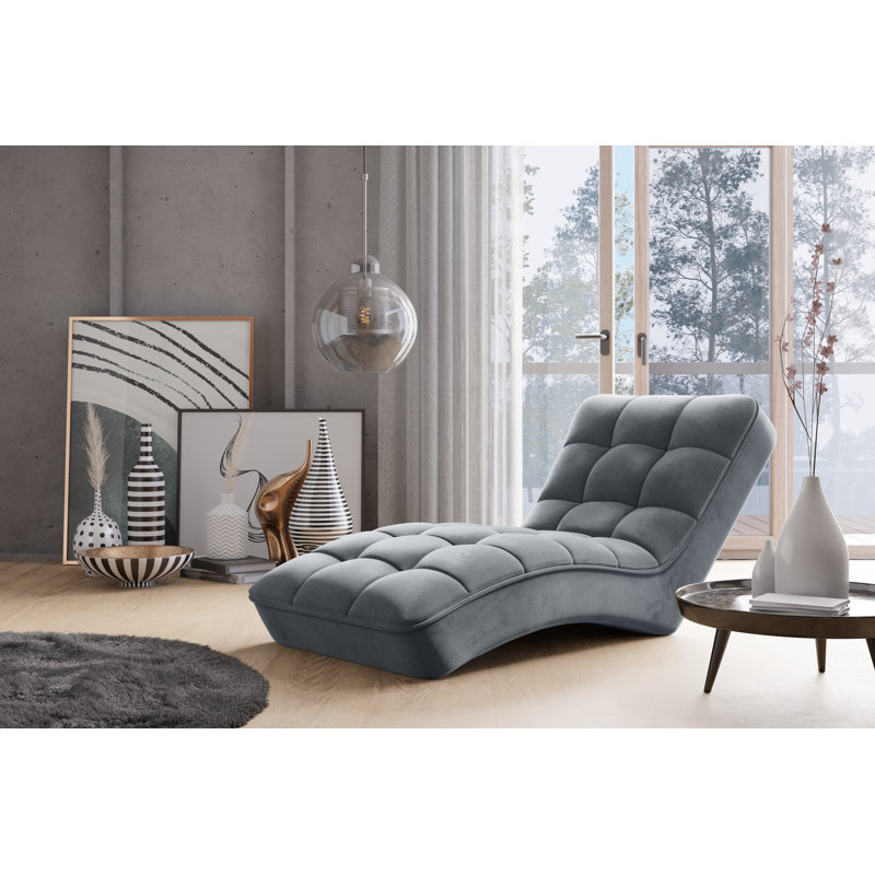 Pola Upholstered Chaise Lounge, Light Grey