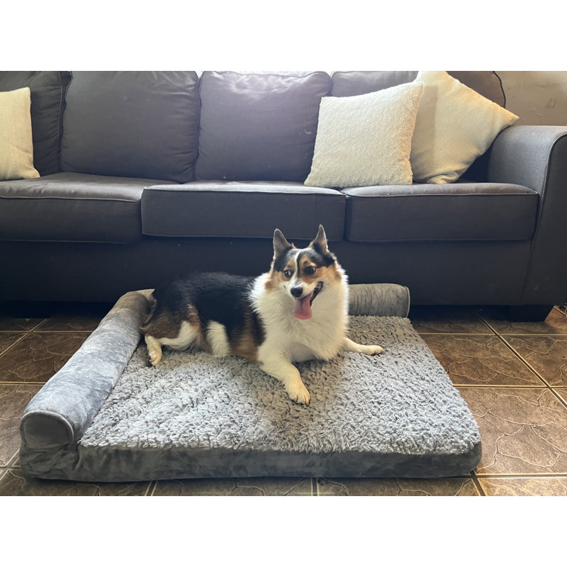 Microplush Orthopedic Bolstered Sofa Pet Bed- L Shape