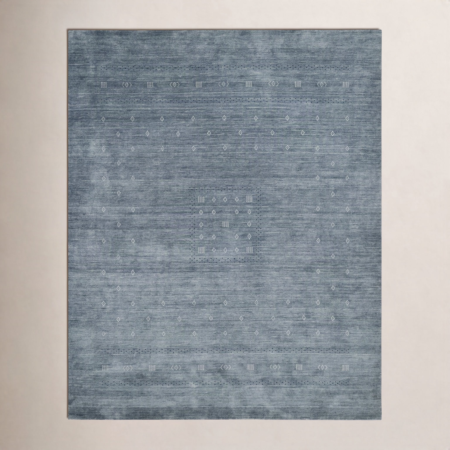 Simi Hand-Woven Geometric Cotton Wool Rug, Slate, Rectangle 6' x 9'