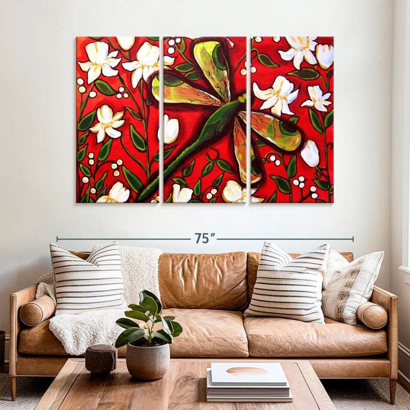 Dragonfly On Red, 42" H x 65" W