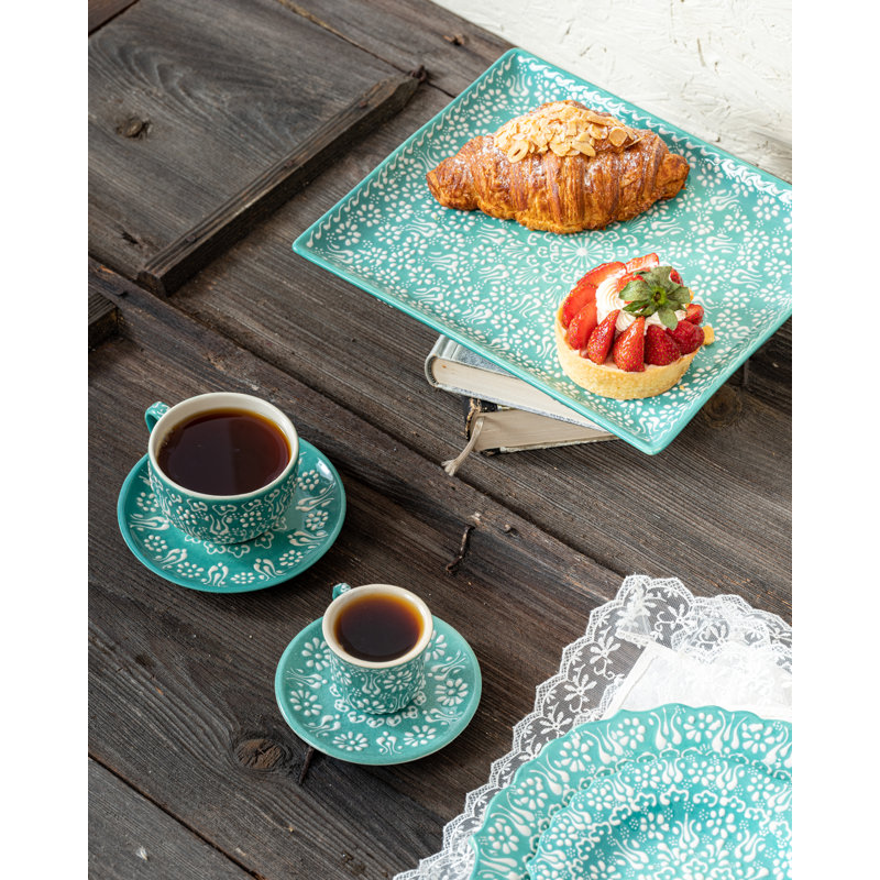 Hand Painted Ceramic Ceramic, 2.5 oz, Green