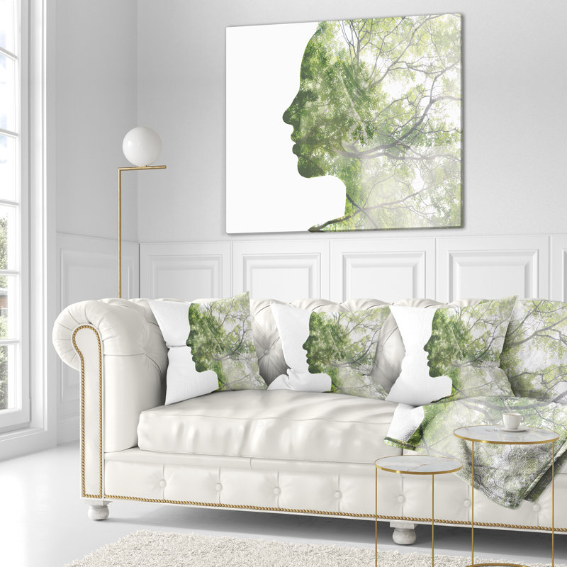Coussin Lady, combiné à un arbre vert, 16 po x 1 po, Coussin décoratif