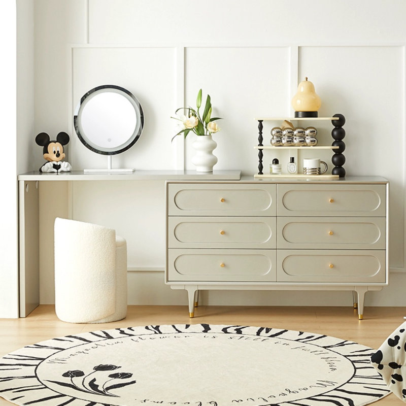 Commode simple en bois massif, Argent champagne