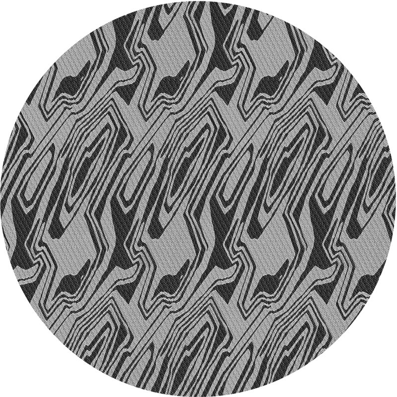 Tapis gris/zone noire à motifs, Rond 6 pi