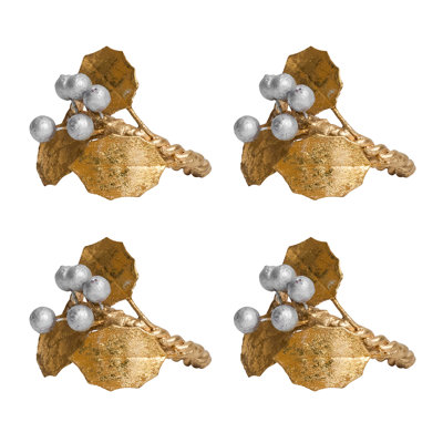 Forest Walk Holly with Berries Napkin Ring Set