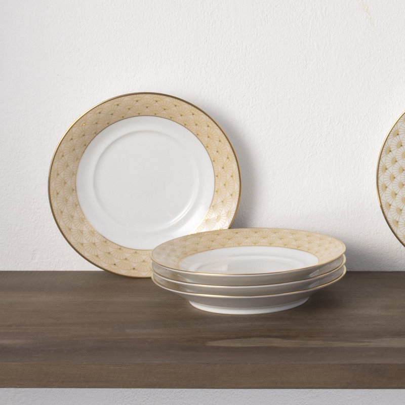 Noritake Trocadero Gold Set of 4 Saucers, 6 in.
