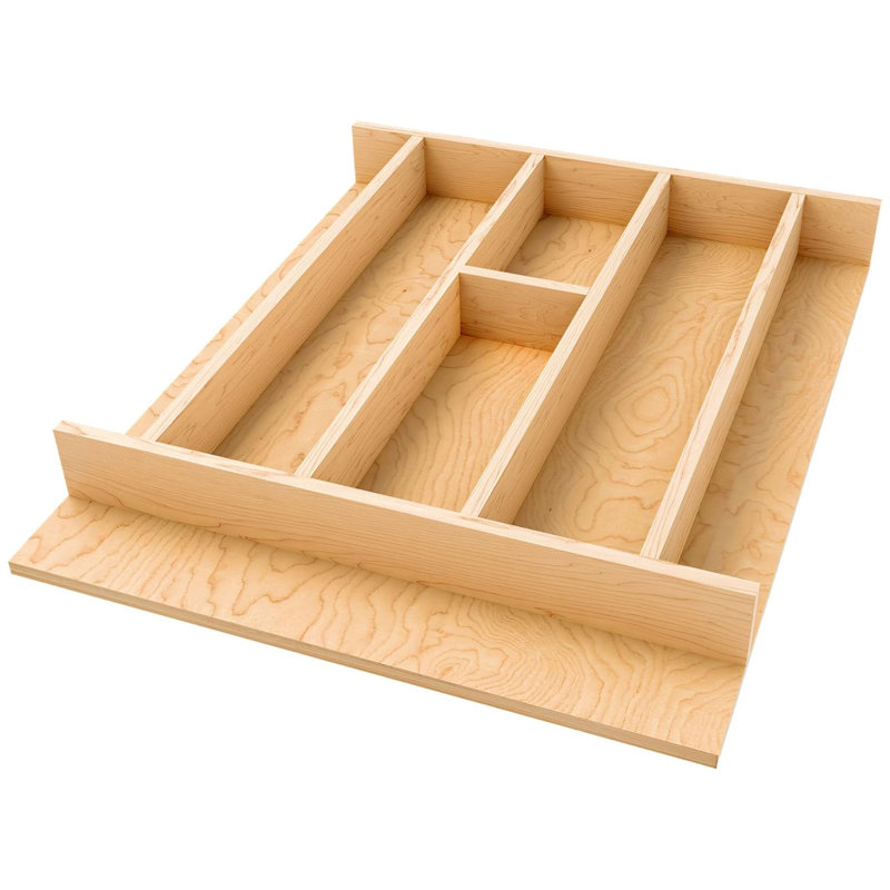 Natural Maple Wood Utensil Drawer Insert with 7 Compartments
