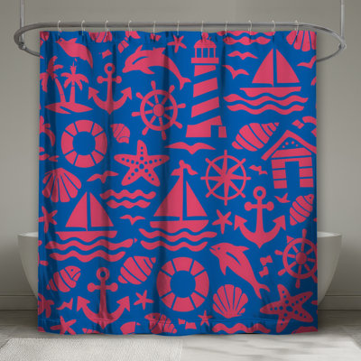 Rideaux de douche à motif nautique très long