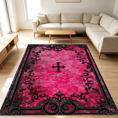 Tapis à motif floral rétro de 1 pièce pour le salon, doux et confortable, convenant à toutes les saisons, facile à entretenir, lavable à la machine, convient pour la chambre à coucher, la salle à manger, le couloir, le patio, le balcon, la décoration intérieure et extérieure.