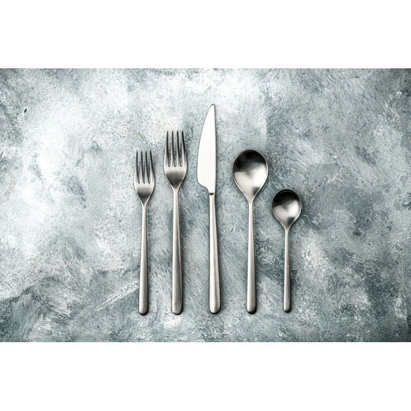 Linea Stainless Steel Flatware - Set of 5, Ice Silver
