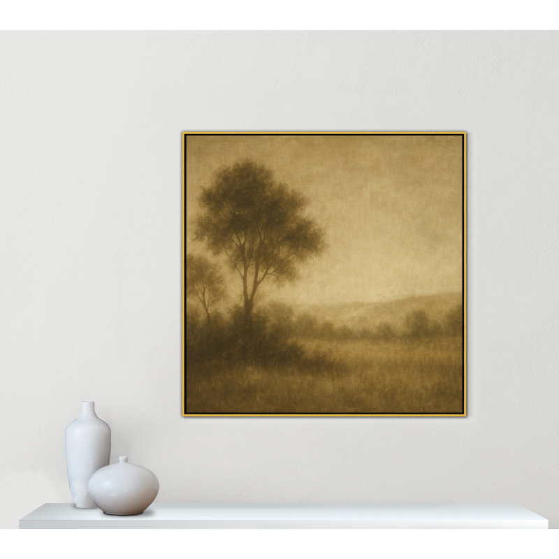 «Quiet Meadow II» par Fredrick Ashcroft, L 46,5 po x H 46,5 po, Toile avec cadre, Gold Floater