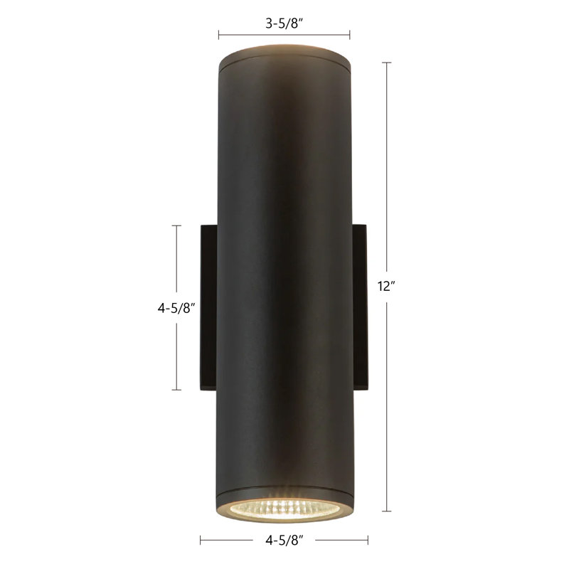 Mur extérieur à DEL blanc Nordic 12 po (3 po de diamètre), H 12 po x l 4,63 po x P 3,38 po, Blanc, 30 W