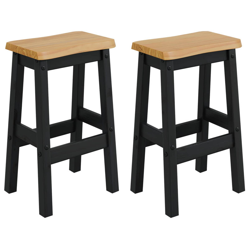Solid Wood Counter Stool, Black/Natural