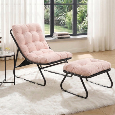 Méridienne de patio avec repose-pieds - Fauteuil inclinable confortable avec coussin gonflable pour le salon, la chambre à coucher et la salle de lecture