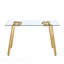 Table de salle à manger moderne moderne minimaliste avec plateau en verre trempé et pieds en métal doré-383730447