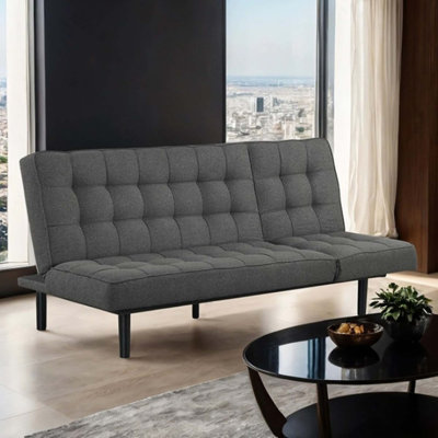L'appui-tête ajustable à dossier capitonné en forme de biscuit futon se convertit en méridienne