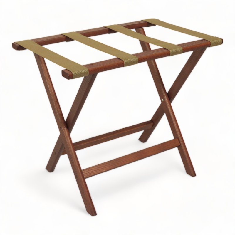 Porte-bagages pliable en bois, Brun clair, Acajou