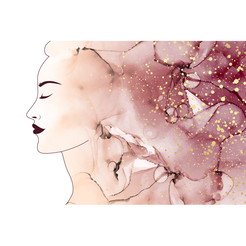 Illustration d'un visage de femme, H 8 po x l 12 po x P 1,25 po