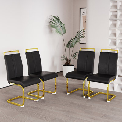 Ensemble de 4 fauteuils d'appoint rembourrés en cuir synthétique 22 x 17 x 39 po Modern