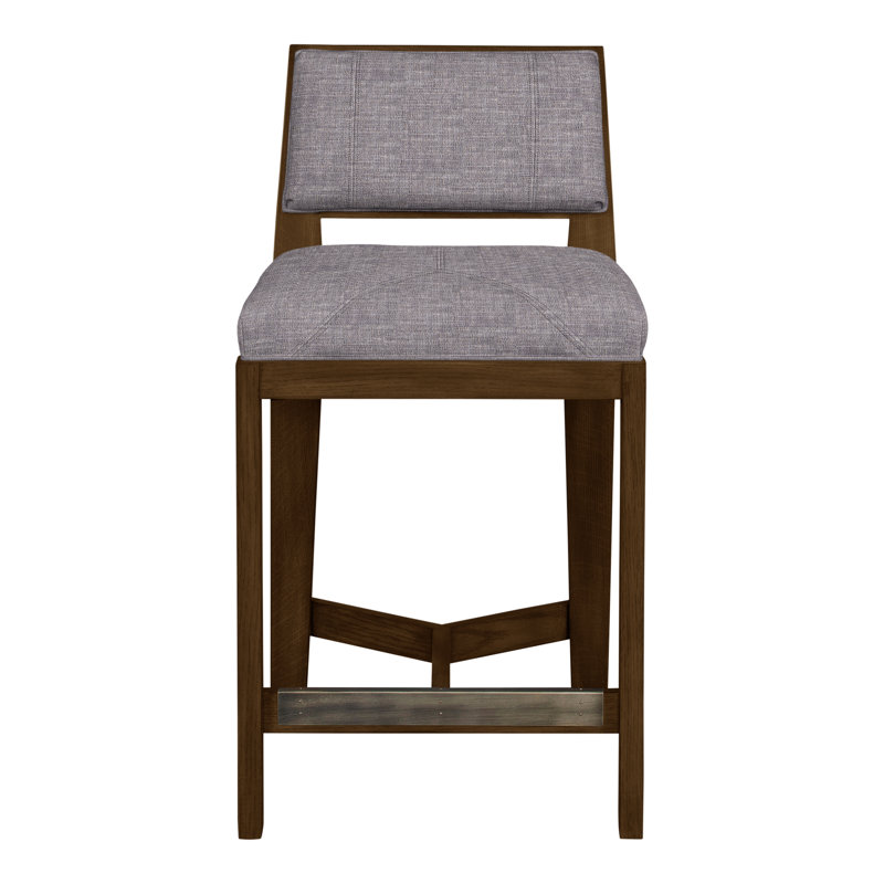 Scoville By Thom Filicia Upholstered Counter Stool with Solid Wood Frame, Navajo, Chenille nomade ardoise Crypton®