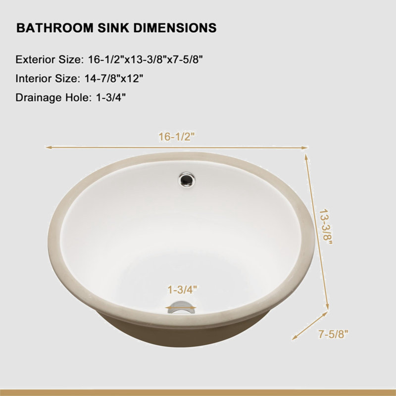 Go Peak Track 13.4'' Ceramic Oval Bathroom Sink with Overflow